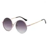 Güneş gözlüğü yarım çerçeve metal dairesel adam moda güneş gözlükleri kadın tasarımcı gözlük UV400