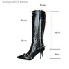 Boots New Women Knee High Boots Female Microfiber Pointed Toe High Heels Shoes Ladies Fashion Side Zipper Riband Plus Size Boot T230713