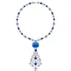 Подвесные ожерелья Dubai Fashion Big Blue Циркония цветочные геометрические серьги и колье роскошные серебряные золотые украшения для свадьбы 230712