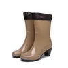 Bottes de pluie femmes mode talons hauts PVC bottes de pluie imperméable bout pointu bottes de pluie femme chaussures d'eau Wellies bottes 230713