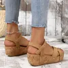 Plate-forme coin calibre sandales mode boucle romaine peep talons femmes chaussures de femmes tendance estivale loisir de semelle en caoutchouc léger leiure leiure