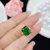 Jewelry women fashion Wedding ring Princess square Emerald green Crystal zircon Diamond Rose Gold Ring Party Jewelry Birthday Gift Adjustable