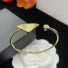 luxury White Black Gold bangle Bracelet with Triangle Letter Decoration Fashion Unisex Bracelet Rock Hip Hop Youth Commuter Matching Party