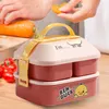 Geschirr-Sets Kawaii tragbare Lunchbox für Kinder Schulkinder Picknick Bento Mikrowelle mit Fächern Aufbewahrungsbehältern