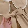 Cappotto Trench per ragazze Giacca a vento Coreano Abbigliamento per bambini Colletto in pizzo Giacca lunga per bambini Cool Soild Simple