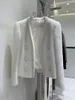 Kadın Ceketleri High Street Est 2023 Şık Tasarımcı İncileri Boncuklu Çift Göğüslü Polar Ceket