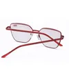 Sunglasses Women Large Polygon Reading Glasses Anti Blue Light Red With Pink Lens Anti-fatigue Magnifier