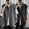 Men's Vests Men's Sleeveless Jacket Spring Autumn Casual Travels Tops Thin Vest Waistcoat Male Clothes Retro Solid Femme Office Lady