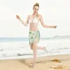 Women's Swimwear Sexy Chiffon Pareo Scarf Kawaii Avocado Cartoon Beach Cover Up Wrap Sarong Skirt Wear Swimsuits Bikini Ups