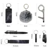 自己防衛リング女性のためのブラックキーチェーンPortachiavi Donna Alarm Tactical Pen Personal Defence Key Chain Set Girls Gifts Armas298c