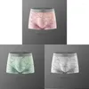 Mutande 3 Pz / lotto Intimo Uomo Seta Latte Traspirante Sissy Boxer Boxer U Convex Pouch Mutandine Maschili Large Size L-4XL Boxer