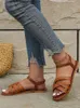 Sandals Summer Women's Flat Bottom Roman Strap with Non slip Rubber Soles Fashion Shoes FR W06 230712
