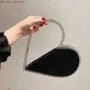 Evening Bags Diamond wristband heartshaped rhinestone women's dinner clutch bag sparkling fashionable luxurious and exquisite handle wallet Z230713