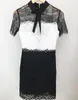 San dro2023 Spring/Summer Black and White Spliced Hollow Lace Dress