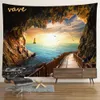 Tapissries Windows Mountain Tree Tyg stor tapestry vägg hängande boho trolldom hippie tapestry hem rumsdekor estetisk dekoration r230713