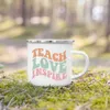 Mugs Teacher Love Inspire Print Mug Creative Retro Coffee Cups Drink Dessert Milk Cup Enamel Mugs Handle Drinkware Gifts for Teacher R230713