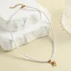Pendant Necklaces Sweet Candy Gold Color Imitation Pearl Necklace For Women Stainless Steel Clasp Collars