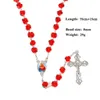 Nouvelle Arrivée 8mm Polymère Argile Rose Perles Chapelet Catholique Collier Avec Saint Sol Médaille Crucifix Prière Religieux Croix Colliers L230704