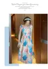 Abiti casual Estate 2023 Moda coreana Office Lady Stampa scollo a V Vita media lunghezza Abbigliamento donna Bow Spaghetti Strap High Dress