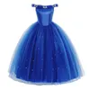 Robes de fille Uporpor Filles Princesse LED Light Up Dress pour la fête d'anniversaire de Noël Cosplay Girl Costume Kids Fancy Blue Ball Gown 230712