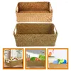 Storage Bottles 2 Pcs Woven Basket Household Shelf Large Baskets Weave Small Decor Home Handwoven Organizing Field Stackable