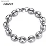 8MM 10MM 13MM Coffee bean Chain Charm Jewelry Men's Bracelet Stainless Steel Chain Bangle Jewelry M03 L230704