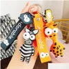 Porte-clés Longes Mode Dessin Animé Mignon Girafe Zèbre Animal Porte-clés Sac Créatif Voiture Pendentif Porte-clés Pvc Cadeaux Drop Delivery A Dh7W9