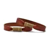 Link Armbanden Klassieke Bruine Lederen Armband Mannen Koperen Magnetische Sluiting Mode Bangle Sieraden Mooi Cadeau