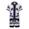 Men's Tracksuits Summer 2 Piece Set Hawaiianss Matching Beach Tree Floral Print Button Down Shirts Outfits