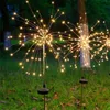 Solar Fireworks Lamp 90/120/150 LED Firework Light Grass Globe Dandelion för Garden Lawn Landscape Holiday Christmas Lights