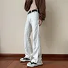 Dżinsy męskie Czarne Czysta Bawełna Elastyczne Micro rozkloszowane Spodnie American Street Vibe Side Face Design Luźne Proste Spodnie Szerokie nogawki 230712