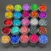Proszki akrylowe Płyny 24 kolory Holograficzne Chunky Glitter Total Laser Nail Flakes 230712