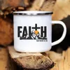 Mugs Faith Can Move Mountains Print Coffee Mugs Camping Enamel Mug Adventure Campfire Party Beer Cup Mountain Handle Cups Gift Camper R230713