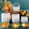 Geschenkverpakking 100 stks Vierkante Maan Cake Dienbladen Mooncake Verpakkingsdoos Gebak Decoratieve Accessoires Gouden Plastic Taartdoos Voor Eigeel Bladerdeeg Dozen x0713