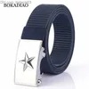 Cinturones BOKADIAO, cinturón de nailon para hombre, cinturón con hebilla automática de Metal de estrella de lujo, cinturón vaquero de moda para hombre, cinturón informal de lona para hombre Z230717