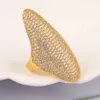 Eheringe Luxus Kupfer vergoldet Schmuck Ringe Big Kubikzircon Eheringe Paar Ringe für Hochzeit Arabisch Dubai Brautgeschenke 230713