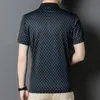 Męskie koszulki polo wysokiej jakości letnie jedwabne koszule w kratę męskie koszule w kratę styl biznesowy odzież biurowa luksusowy projektant odzież męża 230712