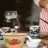 وعاء وعاء المينا المعدنية تقديم السلطة mixingenamelware خمر الحوض المطبخ حساء الشحوم الطهي جولة الحاوية الأرز الحلوى