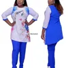 Etniska kläder 2 tvådelade set Kvinnor Outfits Afrikanska kläder 2021 Dashiki Mode Afrika Kostym Toppbyxor Fest Plus Size Kostymer For264s