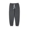 Men's Pants Maden Drawstring Knitted Tapered Sweatpants Men Large Pockets Sports Jogger Pants Dark Gray Casual Training Trousers Tracksuit 230712