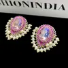 Charm Purple Crystal Zircon Earrings Pearl Pendants Version Corean Personable و Creative Design Light Luxury Summer Summer Smool Small Strains 230630