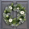 Dekorativa blommor -CHRISTMAS Kransdörrdekoration med vit pumpa Artificial Garland Hem Hanging Window Autumn eller Thanksgiving Decor