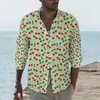 Chemises décontractées pour hommes chemise cerise mignonne printemps imprimé fruits rouges homme mode Blouses à manches longues personnalisé esthétique hauts grande taille 3XL 4XL