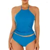 Damen-Bademode, Damen-Tankini-Oberteil mit Kordelzug und Shorts, Badeanzug, zweiteiliger Badeanzug