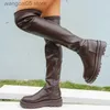 Buty platforma marki Chunky Heel zamka panie na uda wysokie buty moda wygodna czarna design swobodny nad buty do kolan dla kobiet T230713
