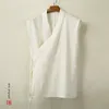 Regatas Masculinas Tradicionais Chinesas Colete Hanfu Masculino Linho Algodão Sem Mangas Top Tang Terno Quimono Cardigan Masculino Camisas de Ponto Aberto 230713