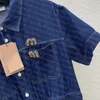 Dames lange denimjurk met korte mouwen Designerjurken Glanzende kralen Letterjurk Casual stijljurken