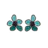 Charm Five Petal Flowers Are Exquisite and Fashionable Green Crystal Earrings Women's 925 Silver Needle Mosquito Coil Ear Clip Earrings 230630