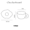 Muggar handmålad checkerboard kaffekopp och fat underglasera keramisk personlig tekoppset mikrovågsugn diskmaskin säkra söta gåvor 230712