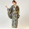 Abbigliamento etnico Kimono da donna Sakura Costume anime Stampa floreale tradizionale giapponese Obi Yukata Tradizione originale Seta Geis347Q